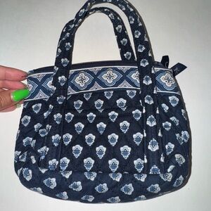 Vera Bradley Blue and White Mini Bag with Heart Pattern